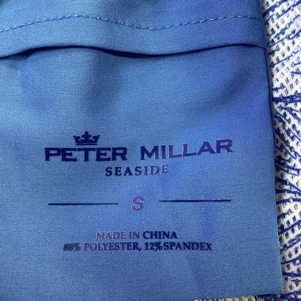 Peter Millar Seaside‎ Mens Blue Abstract Swirl Swim Trunks Shorts Size S NWT